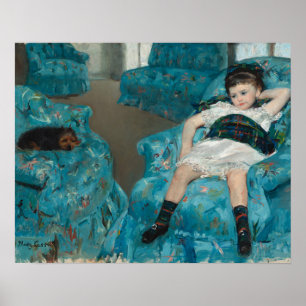Little Girl in einem blauen Sessel (von Mary Cassa Poster