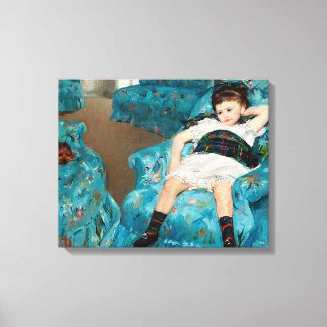 Little Girl in einem blauen Sessel von Mary Cassat Leinwanddruck (Vorderseite)