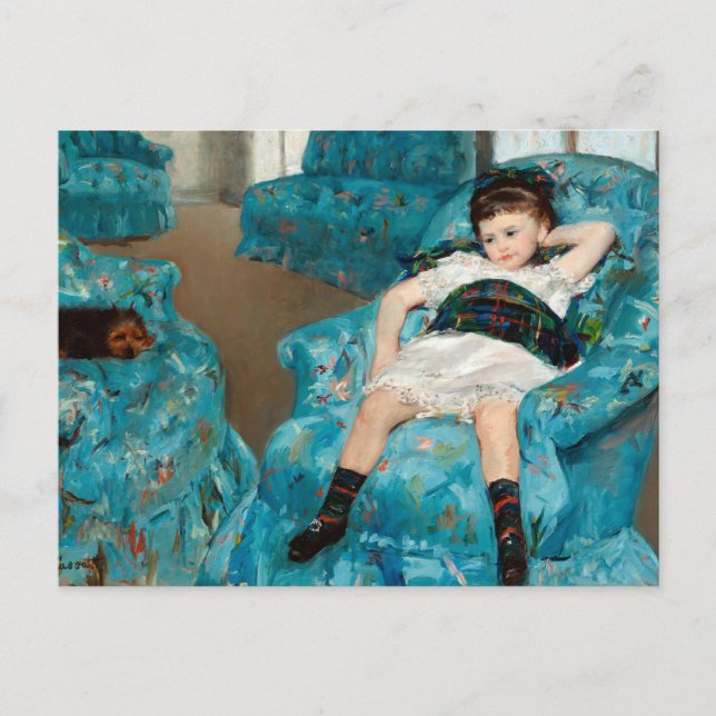 Little Girl in einem blauen Sessel von Mary Cassat Postkarte (Vorderseite)