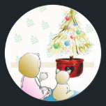 Little Girl in Nightgown Christmas Eve Runder Aufkleber<br><div class="desc">Little Girl in Nightgown Christmas Eve Design & Art: Deborah Miller www.zazzle.com/visages</div>