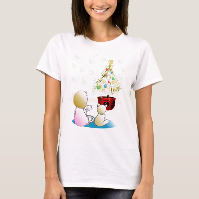 Little Girl in Nightgown Christmas Eve T-Shirt (Vorderseite)