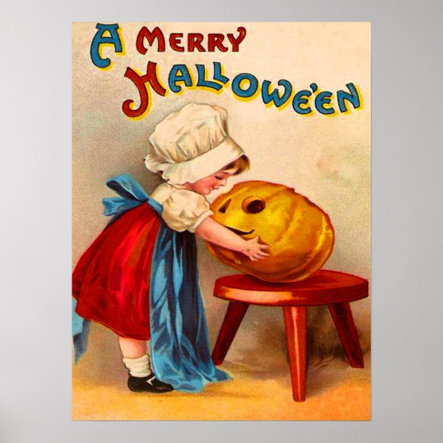 Little Girl & Jack O' Lantern Poster (Vorne)