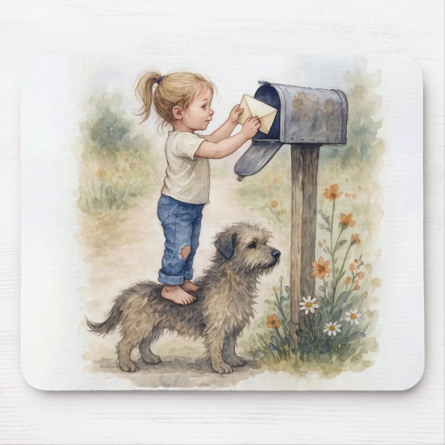 Little Girl Mailing a Letter Mousepad (Vorne)
