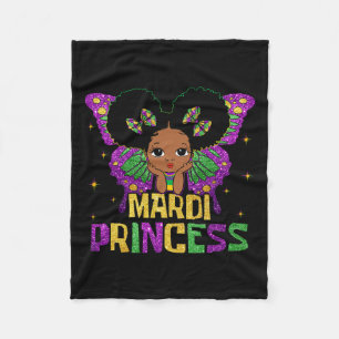 Little Girl Mardi Gras Princess Black Melanin Girl Fleecedecke