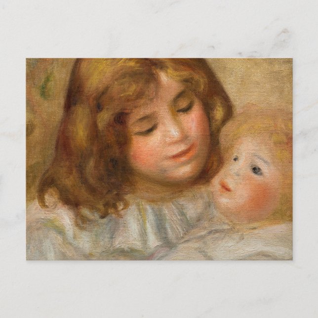 Little Girl mit ihrer Puppe von Pierre-Auguste Ren Postkarte (Vorderseite)