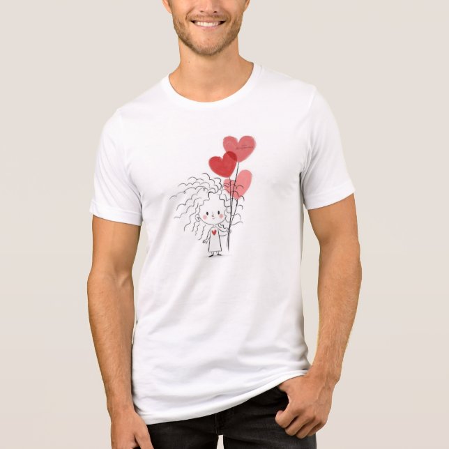 Little Girl mit Liebe Balloons T-Shirt für Männer Tri-Blend Shirt (Vorderseite)