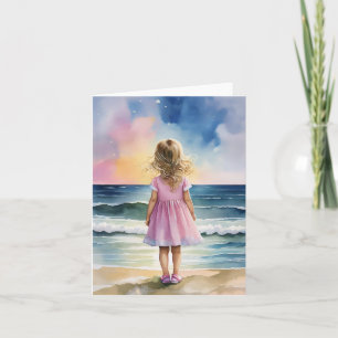 Little Girl on Beach Stationery Karte