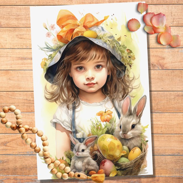 Little Girl on Oaster 1 Decoupage Paper Seidenpapier (Von Creator hochgeladen)