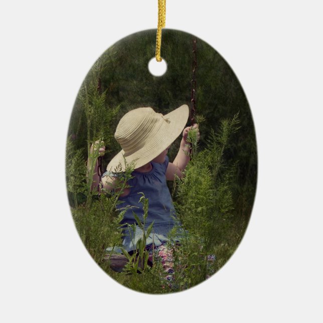 Little Girl on Swing Keramikornament (Vorne)