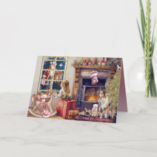 Little Girl, Pink Cowboy Boots for Christmas Card Feiertagskarte