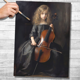 Little Girl Playing Cello 1 Decoupage Paper Seidenpapier