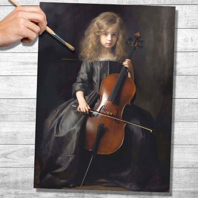 Little Girl Playing Cello 1 Decoupage Paper Seidenpapier (Von Creator hochgeladen)