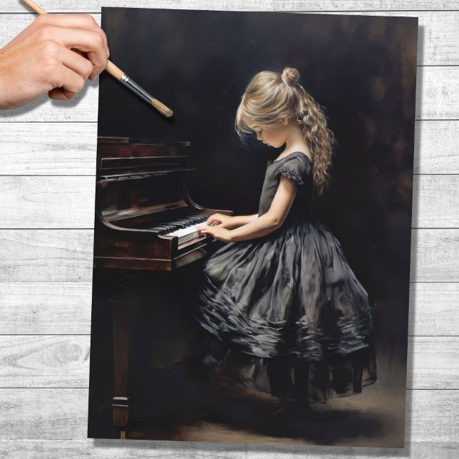 Little Girl Playing Piano 1 Decoupage Paper Seidenpapier (Von Creator hochgeladen)