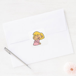 Little Girl Praying Square Sticker