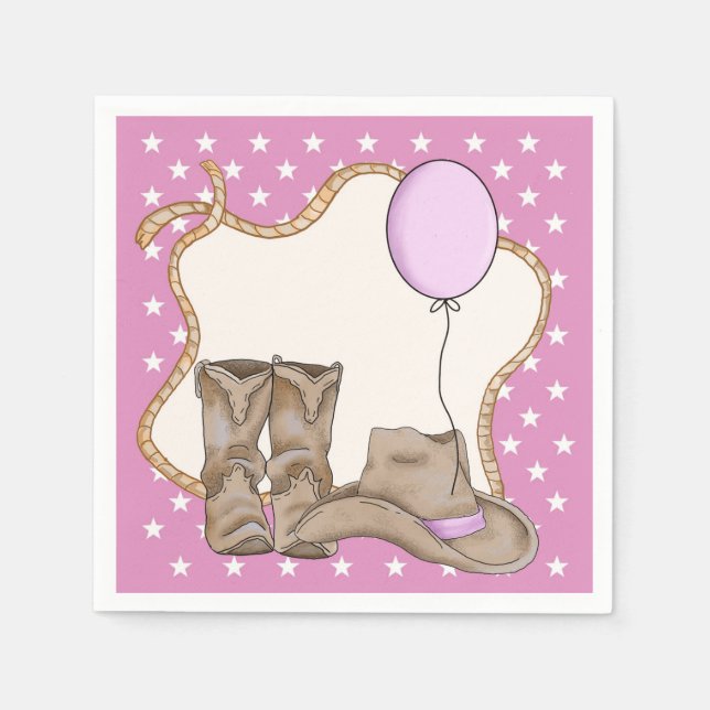 Little Girl Rodeo Geburtstagsparty Napkin Serviette (Vorderseite)