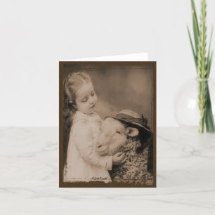 Little Girl & Sheep- Prim Lil Note Cards Karte