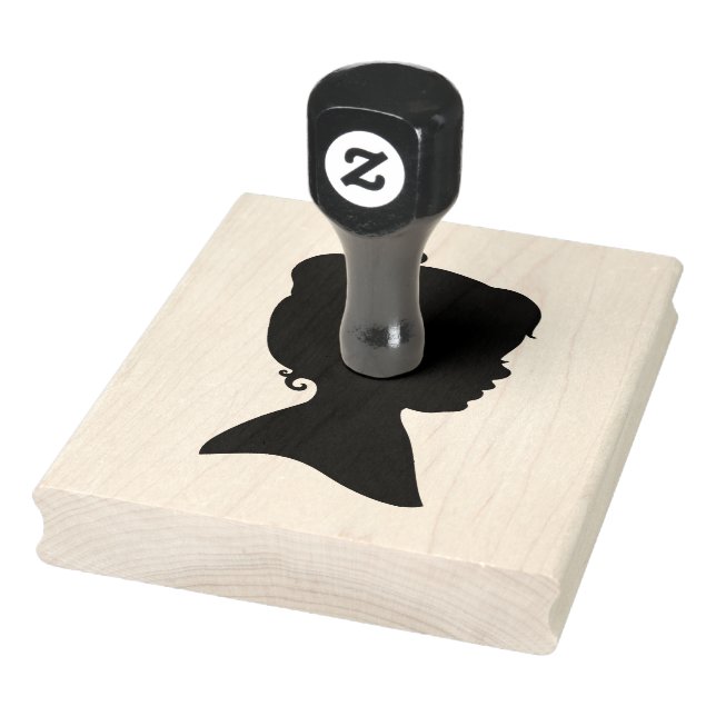 Little Girl Silhouette, 4" x 5" Gummi Briefmarke Gummistempel (Stempel)