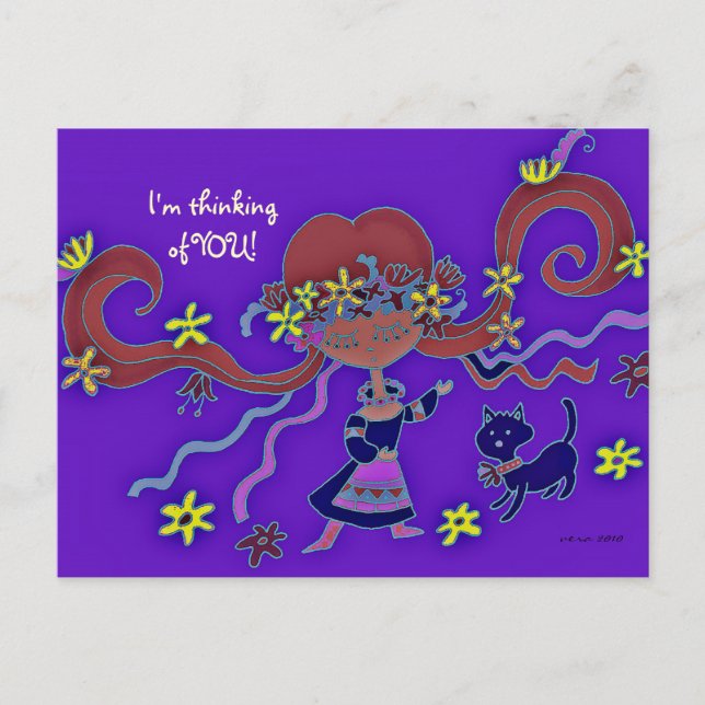 Little Girl Ukrainian Folk Art von Vera Trembach Postkarte (Vorderseite)