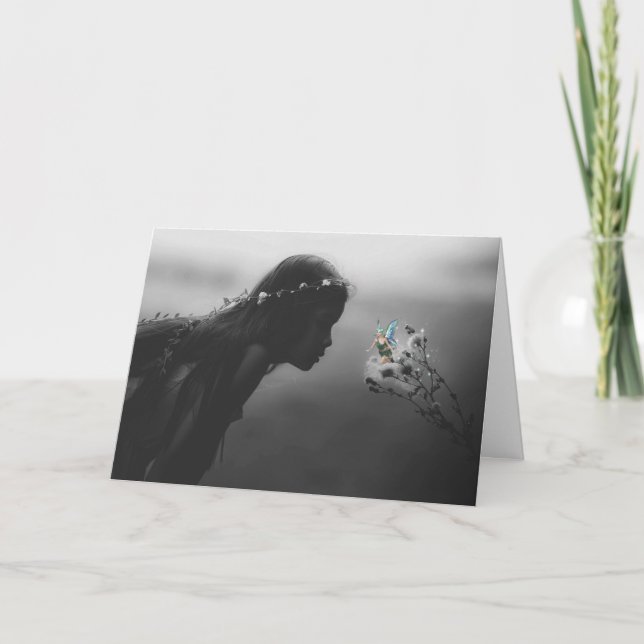 Little Girl with Fairy Birthday Greeting Card Karte (Vorderseite)