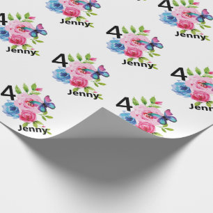 Little Girl's Birthday Individuelle Name & Age Ges Geschenkpapier