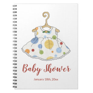 Little Girl's Dot Dress - Baby Shower Notebook Notizblock