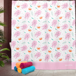 Little Girls Pink Ocean Qualle und Crab Pattern Duschvorhang
