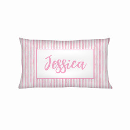 Little Girls Pink Watercolor Stripes Kissenbezug