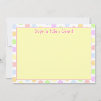 Little Girls Polka Dot Pastel Stationery Mitteilungskarte