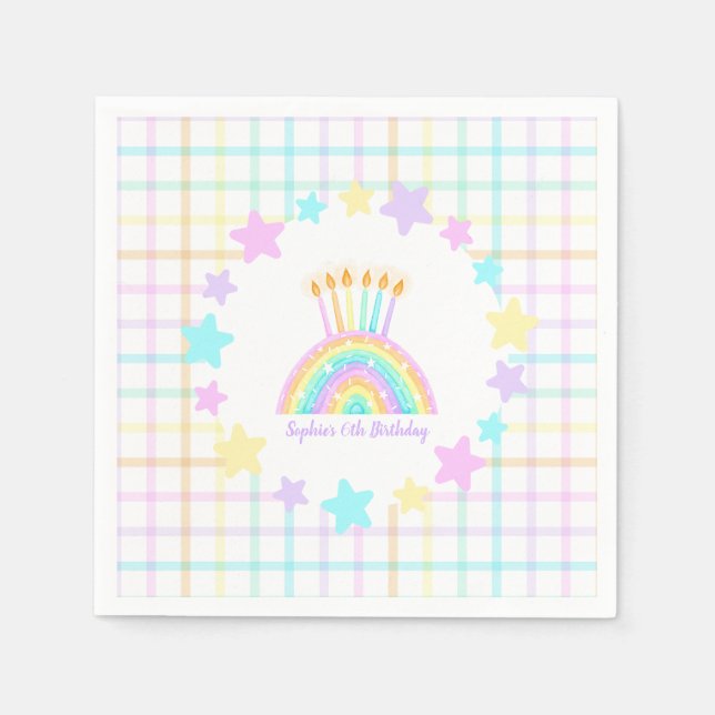 Little Girl's Rainbow Birthday Party Serviette (Vorderseite)