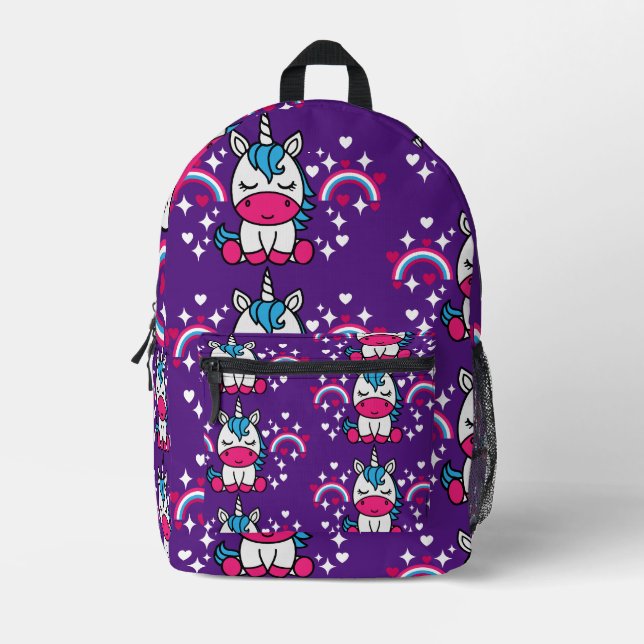 Little Girls Unicorn Pony Bedruckter Rucksack (Vorderseite)