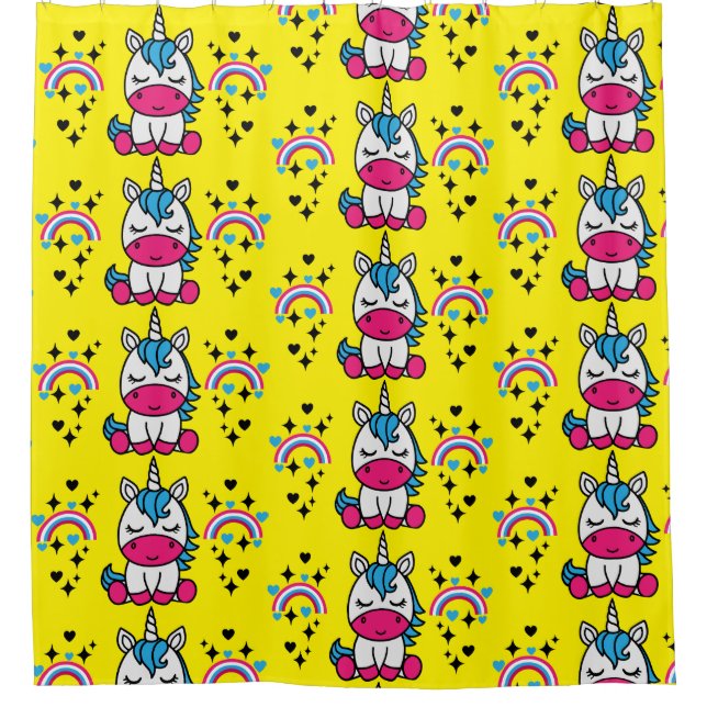 Little Girls Unicorn Pony Duschvorhang (Vorderseite)