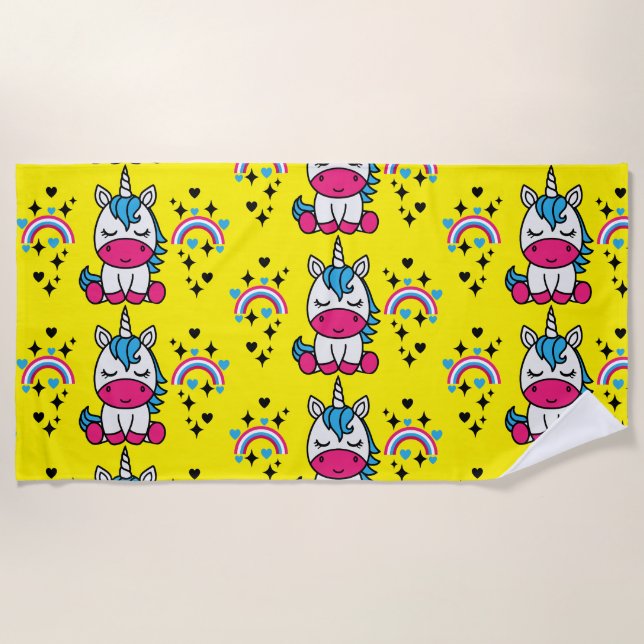 Little Girls Unicorn Pony Strandtuch (Vorderseite)