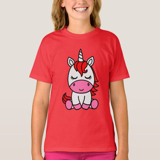 Little Girls Unicorn Pony T-Shirt (Vorderseite)
