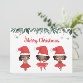 Little Girls Weihnachtszeit Weihnachtsmannmütze Ba Feiertagskarte