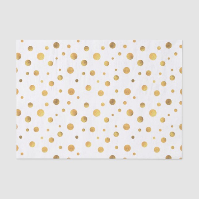 Little Gold Circles on White Elegante Tissue Seidenpapier (Vorderseite)