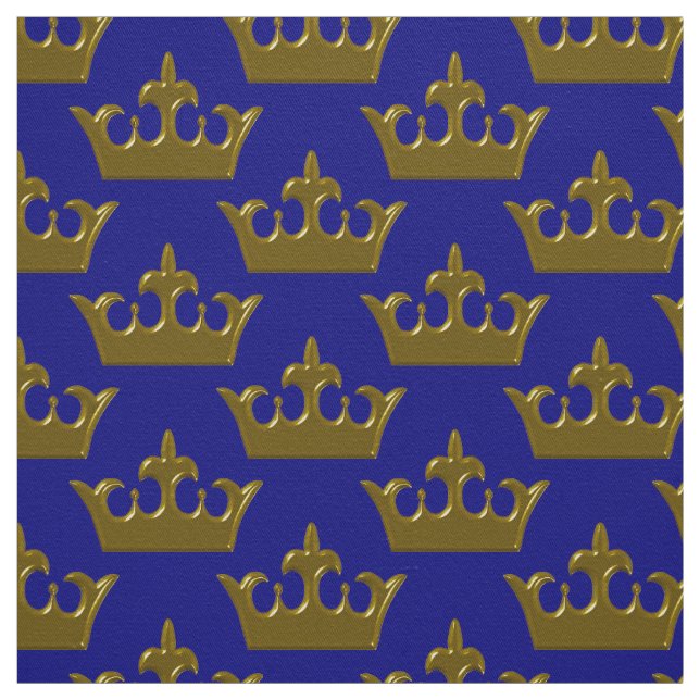 Little Gold Crown, Blue Fabric Stoff (Muster)