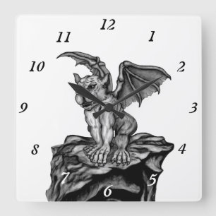 Little Golem Gargoyle Quadratische Wanduhr