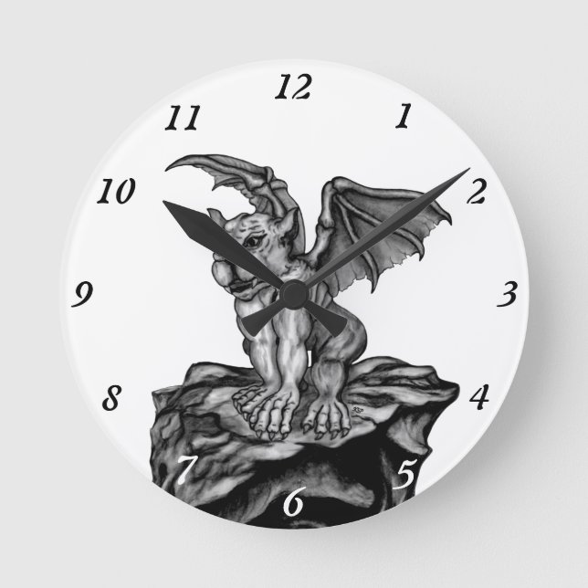 Little Golem Gargoyle Runde Wanduhr (Vorderseite)