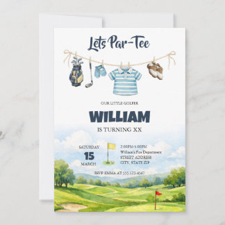 Little Golfer Par-Tee Watercolor Golf Birthday Einladung