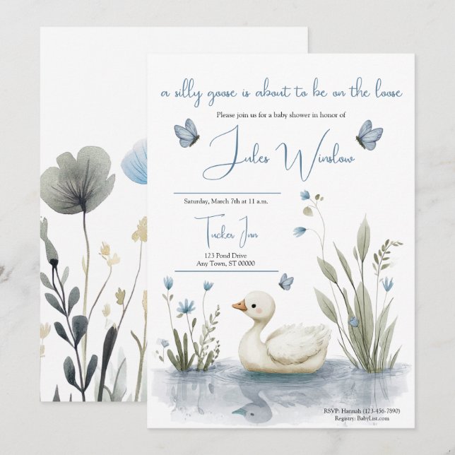 Little Goose Baby Shower Invitation Einladung (Vorne/Hinten)
