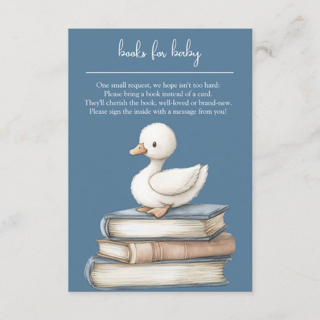 Little Goose Book Request Card Goose Baby Shower  Begleitkarte (Vorderseite)