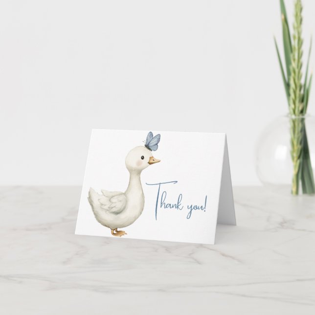 Little Goose Thank You Card – Goose Baby Shower Dankeskarte (Vorderseite)