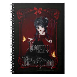 Little Goth Devil Girl Happy Birthday Note Book Notizblock