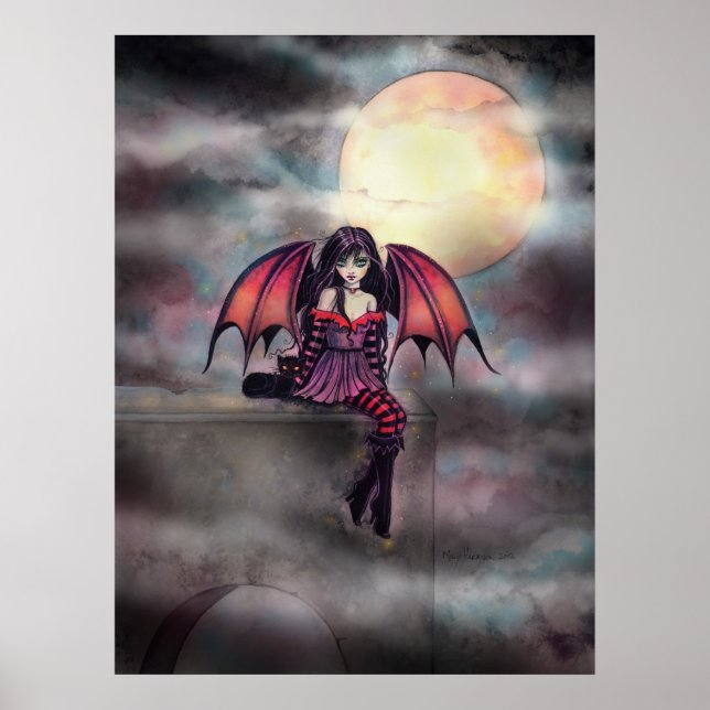 Little Gothic Vampire Fairy and Cat Poster (Vorne)