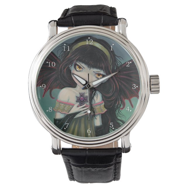Little Gothic Vampire Fantasy Art Armbanduhr (Vorderseite)
