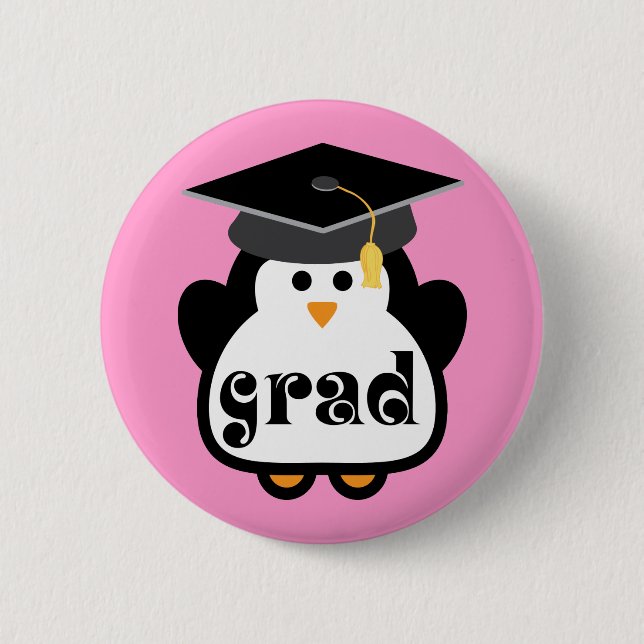 Little Grad Penguin Abschluss Gift Button (Vorderseite)