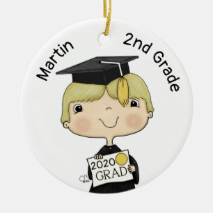 Little Graduate Boy Blond Hair Keramik Ornament