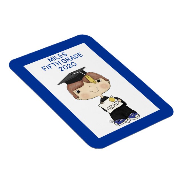 Little Graduate Boy Brown Hair Magnet (Rechte Seite)