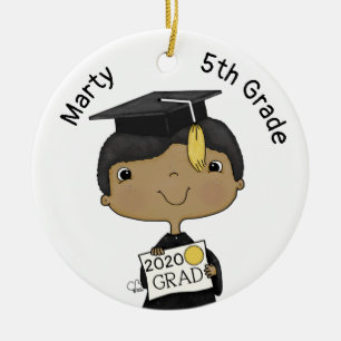 Little Graduate Boy Dark Skin Keramik Ornament