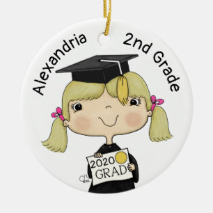 Little Graduate Girl Blond Hair Keramik Ornament